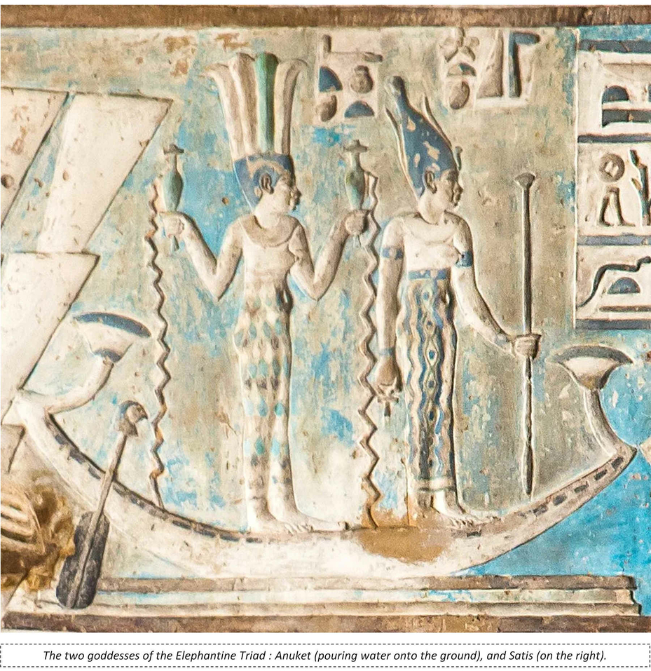 Elephantine Triad Goddesses Satis Satet Anuket Anukis Hapi Nile Water Water God Khnum Cataract Ancient Egypt